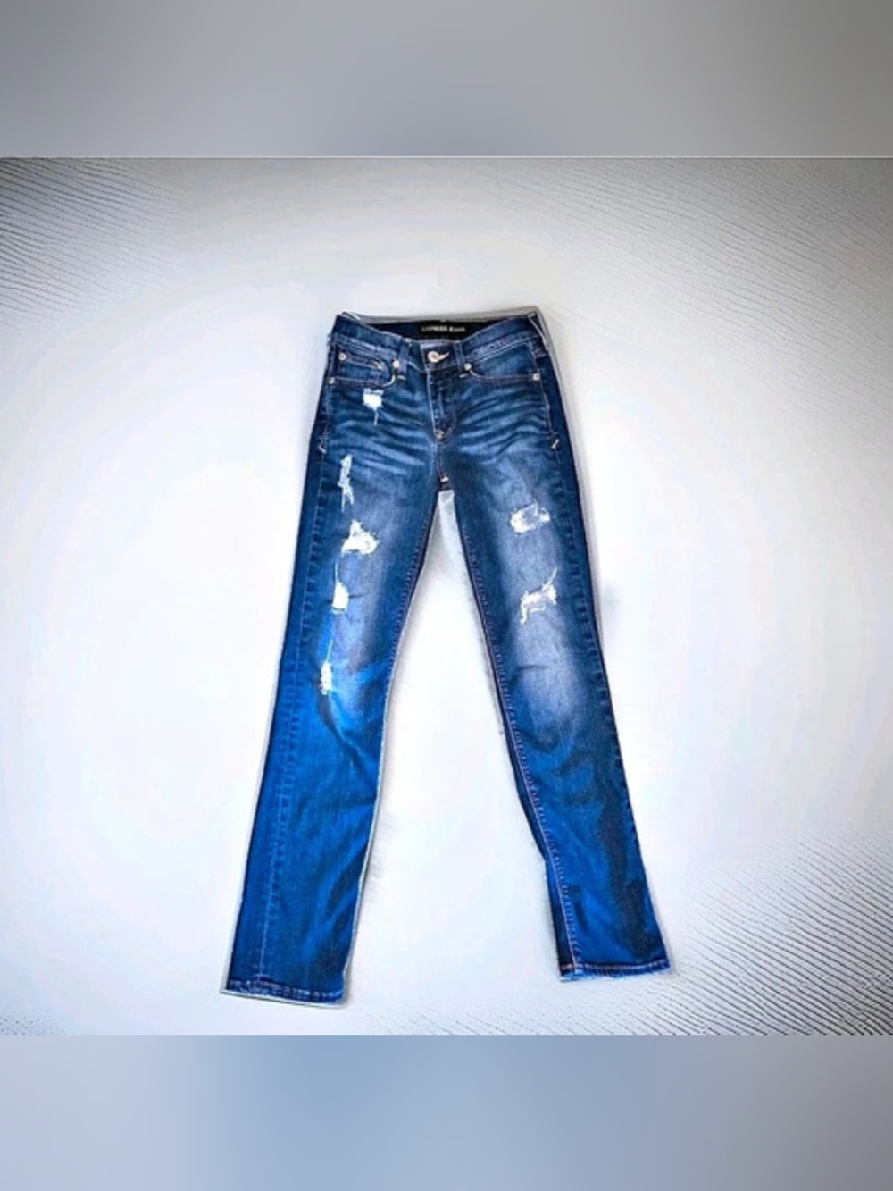Express Distressed Cropped Skinny Jeans Mid Rise Size 0